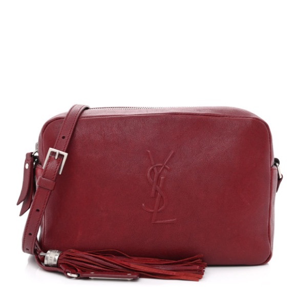 Yves Saint Laurent Handbags - Authentic YSL Lambskin Monogram Small Lou Camera Bag Lipstick Red